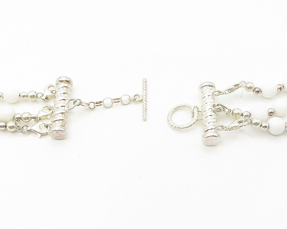 PAOLA VALENTINI 925 Sterling Silver Vintage White Stone Heavy Necklace  NE2994
