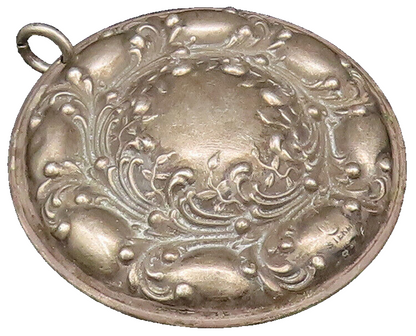 925 Sterling Silver  Vintage Antique Leaf Vine Round Dome Pendant  PT21546