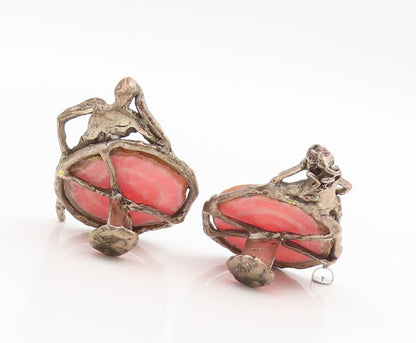 925 Sterling Silver Vintage Cufflinks SILBERT Gemstone Rare Large  TR4240