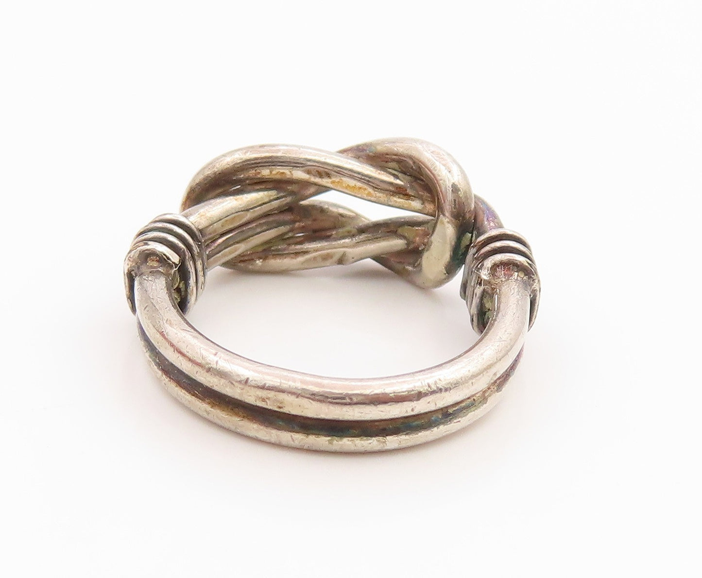925 Sterling Silver Vintage Ring Modernist Braided Knot Band  Sz 4.5  RG35579
