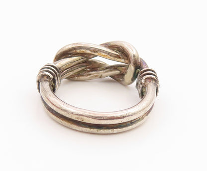 925 Sterling Silver Vintage Ring Modernist Braided Knot Band  Sz 4.5  RG35579