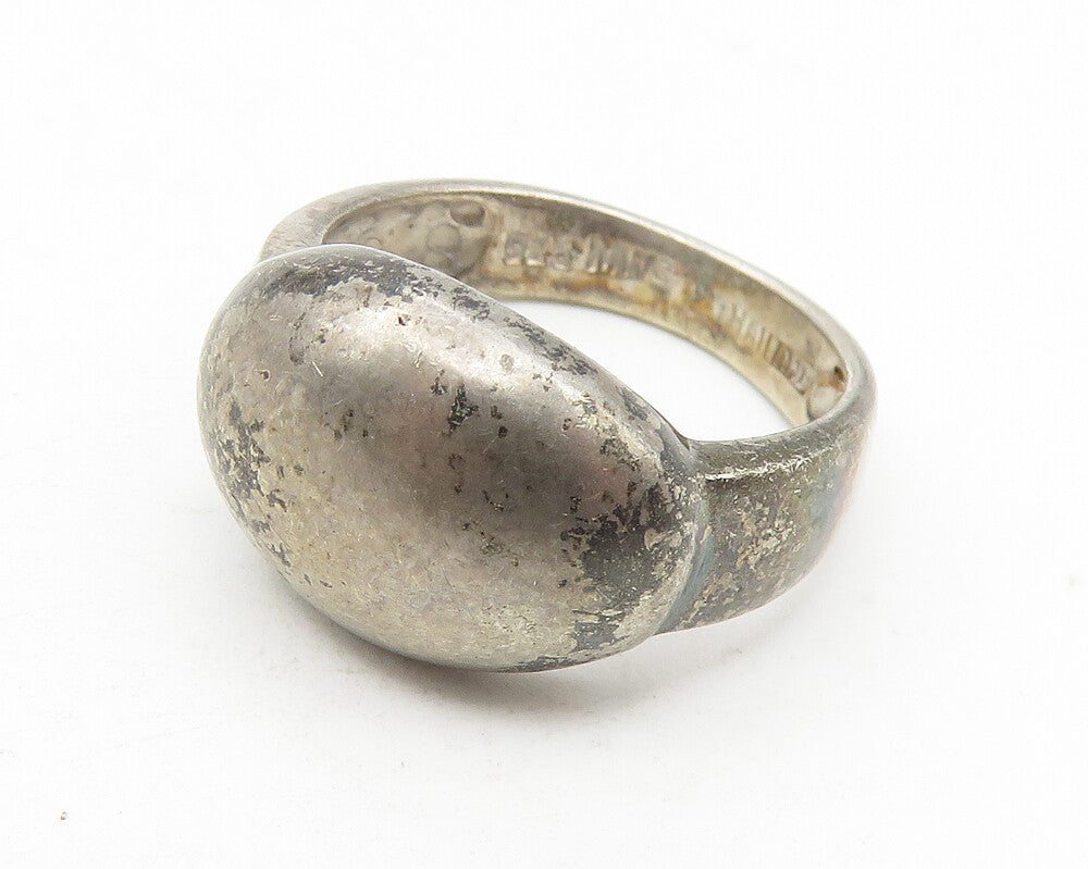 MWS 925 Sterling Silver  Vintage Dark Tone Smooth Dome Band Ring Sz 6  RG11380