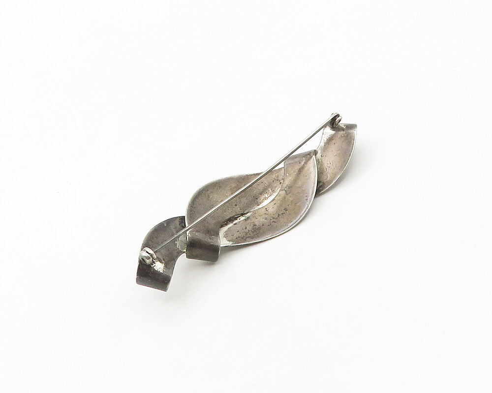 NAPIER 925 Silver  Vintage Antique Rare Dark Tone Ribbon Brooch Pin  BP7282
