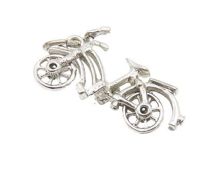 925 Sterling Silver  Vintage Petite Shiny Bicycle Motif Drop Pendant  PT8700