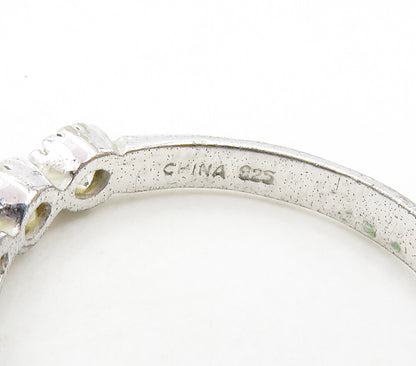 925 Sterling Silver  Round Cut Cubic Zirconia 11 Stone Band Ring Sz 8  RG16493