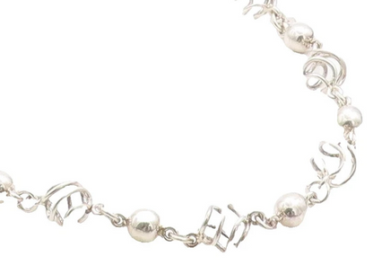 MEXICO 925 Sterling Silver  Vintage Shiny Cage Sphere Chain Necklace  NE1408