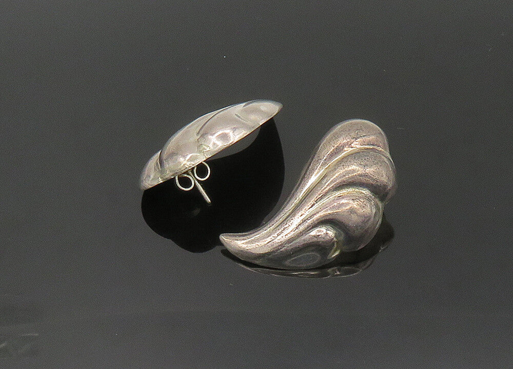MEXICO 925 Sterling Silver  Vintage Hollow Fluted Wing Drop Earrings  EG10722