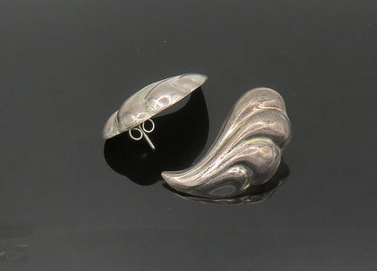 MEXICO 925 Sterling Silver  Vintage Hollow Fluted Wing Drop Earrings  EG10722