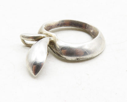 925 Sterling Silver Vintage Open Apple Motif Smooth Drop Pendant PT9823