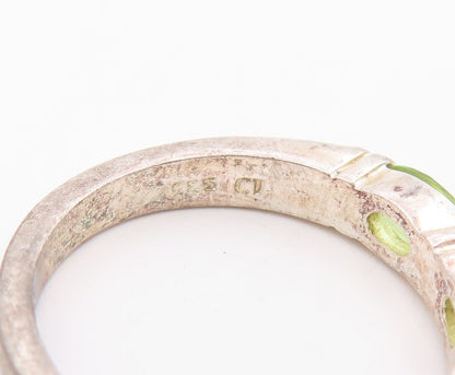 925 Sterling Silver Vintage Ring Classic Oval Cut Peridot Band  Sz 7.5  RG36609