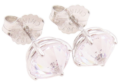 925 Sterling Silver Vintage Earrings Upside Down CZ Minimalist Studs  EG14010