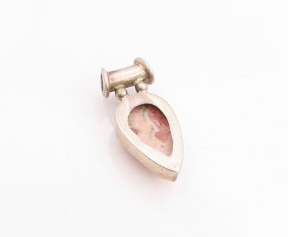 925 Sterling Silver Vintage Pendant Drop Shape Cabochon Gemstone  PT24659