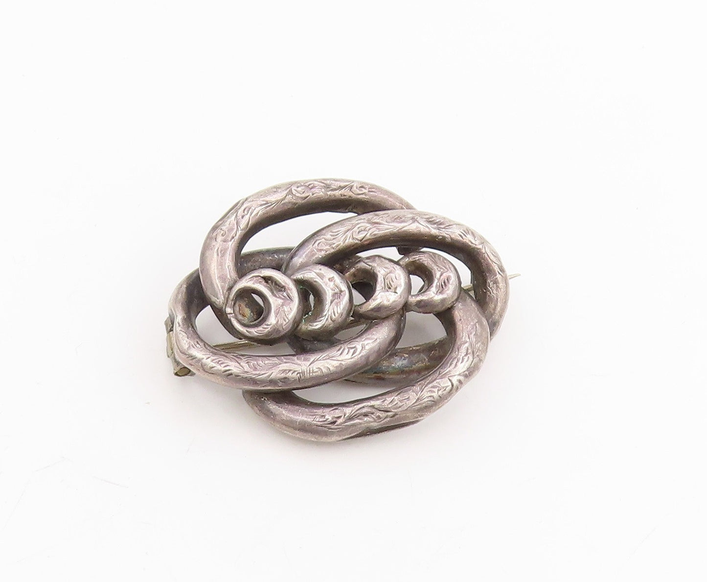 925 Sterling Silver Vintage Brooch Pin Antique Intertwined Knot Design  BP12247