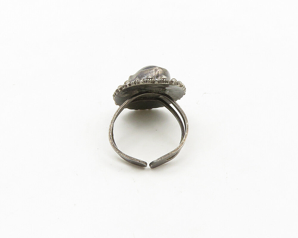 925 Sterling Silver  Vintage Cabochon Amethyst Cocktail Ring Sz 7.5  RG19027