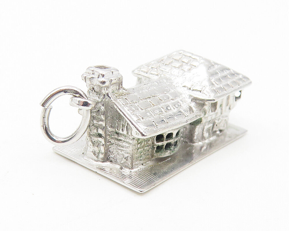 M&M 925 Sterling Silver  Vintage Shiny Hollow House Motif Pendant  PT9435