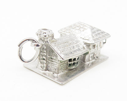 M&M 925 Sterling Silver  Vintage Shiny Hollow House Motif Pendant  PT9435