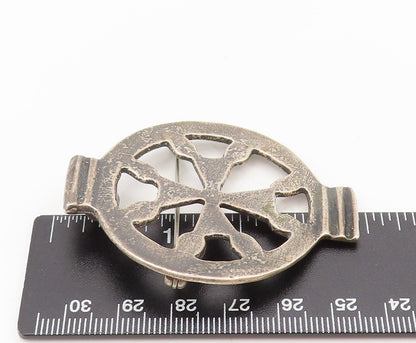 MMA 925 Sterling Silver  Vintage Antique Carved Wheal Brooch Pin  BP10477