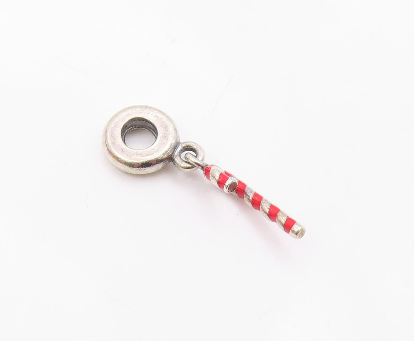 PANDORA 925 Silver  Vintage Enamel Christmas Candy Cane Pendant  PT17189