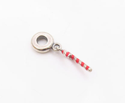 PANDORA 925 Silver  Vintage Enamel Christmas Candy Cane Pendant  PT17189