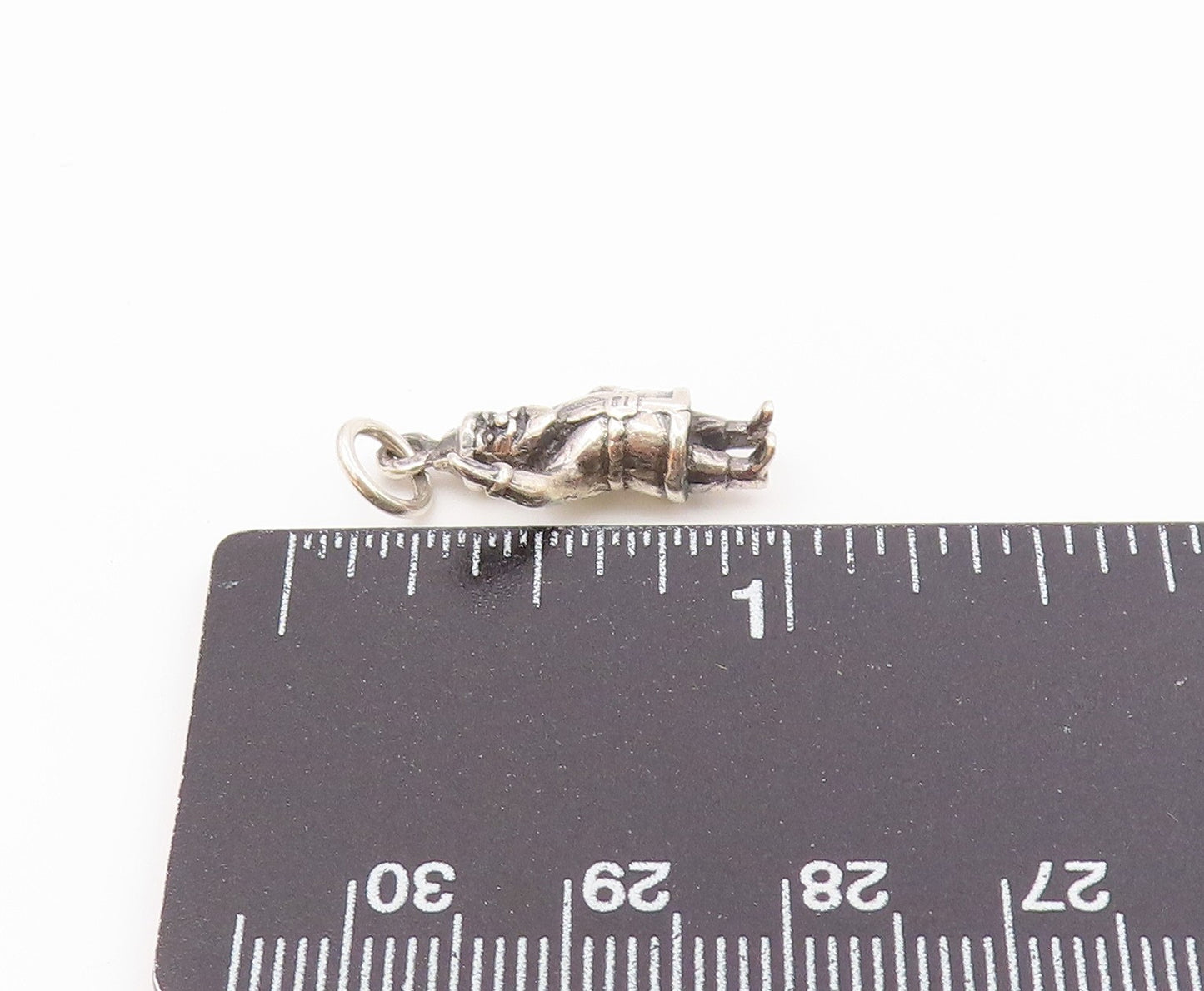 925 Sterling Silver  Vintage Petite Santa Clause Christmas Pendant  PT17300