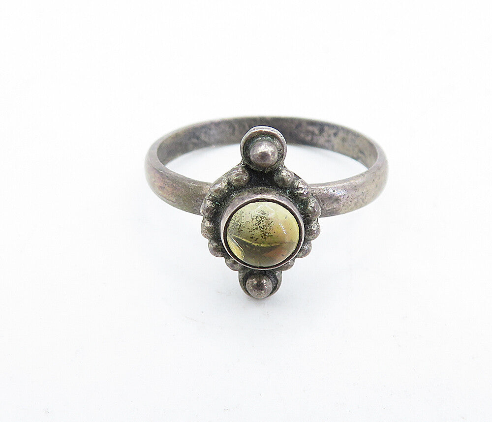 925 Sterling Silver Vintage Cabochon Cut Topaz Solitaire Ring Sz 7 RG5199