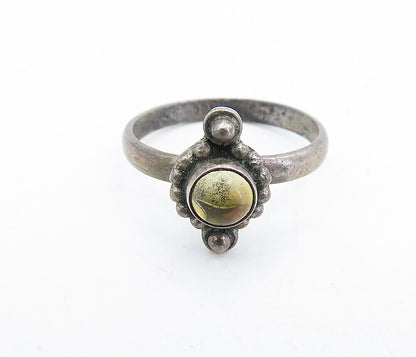 925 Sterling Silver Vintage Cabochon Cut Topaz Solitaire Ring Sz 7 RG5199