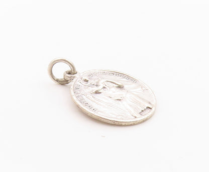 925 Sterling Silver Vintage Pendant Religious St. Christopher Coin  PT24678