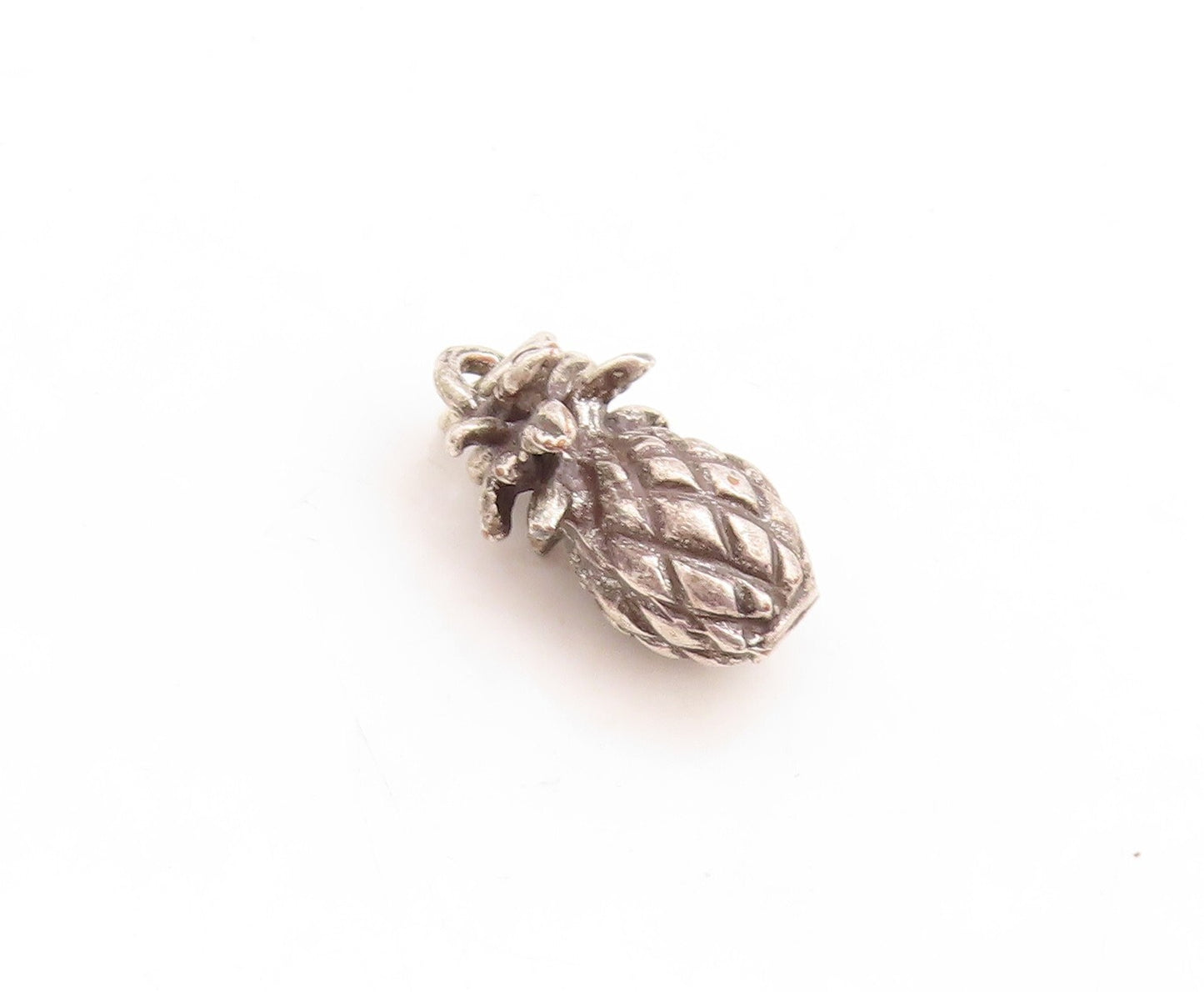 925 Sterling Silver Vintage Pendant Dark Tone 3D Carved Pineapple Charm  PT23741