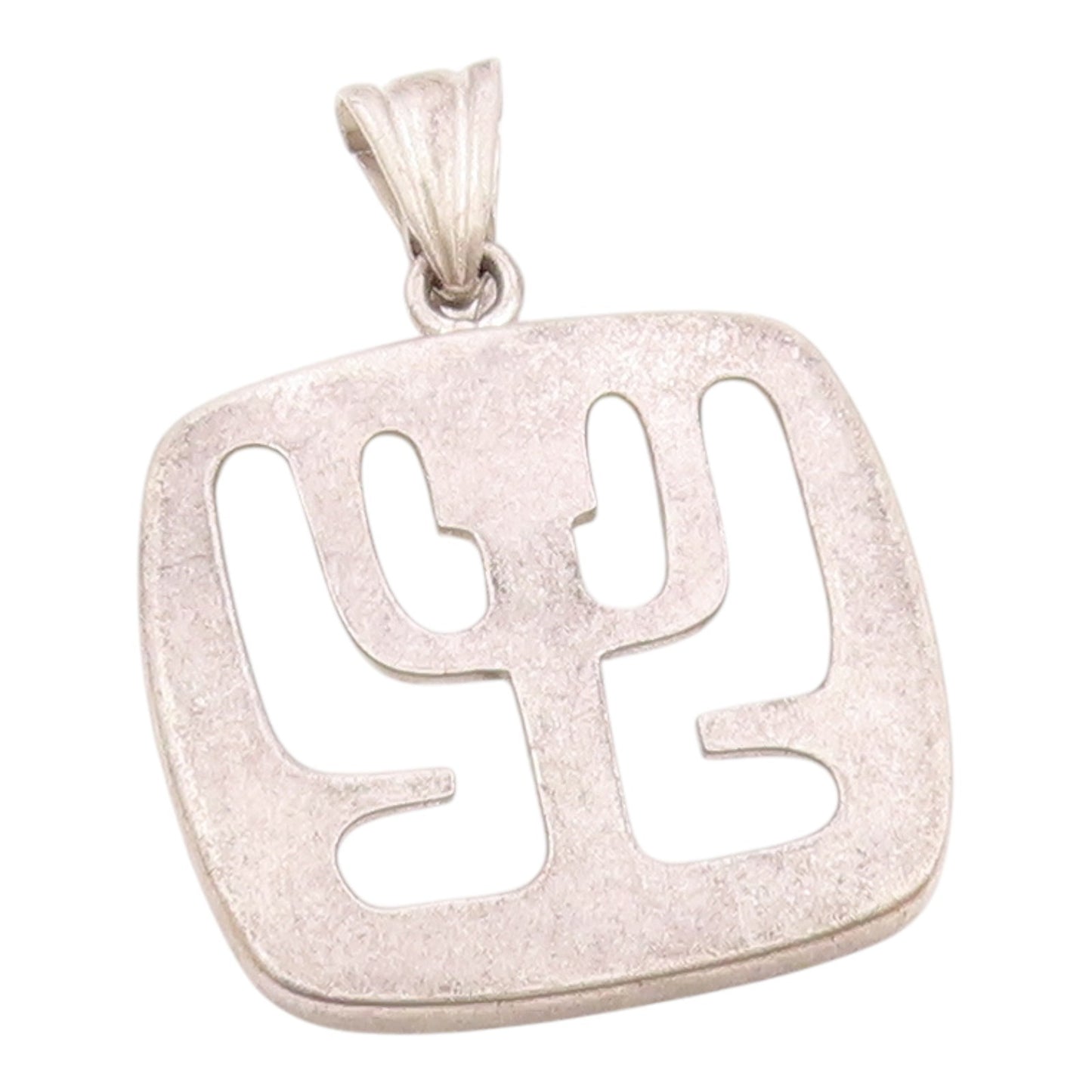 925 Sterling Silver  Vintage Shiny Smooth Cutout Design Drop Pendant  PT17389
