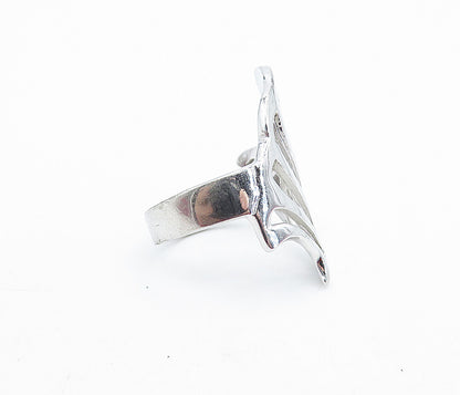925 Sterling Silver  Shiny Polished Cutout Design Band Ring Sz 7.5  RG6774