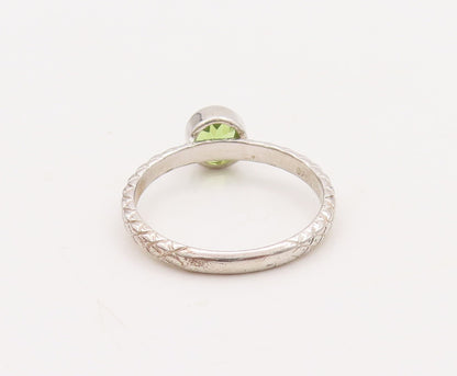925 Sterling Silver Vintage Ring Carved Stackable Peridot Inlay  Sz 8  RG29853