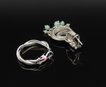 JUDITH RIPKA 925 Silver  Vintage Jade & Spinel Singles Lot Earrings  EG12094