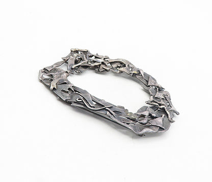 925 Sterling Silver  Vintage Handmade Modernist Sculpted Brooch Pin  BP3126