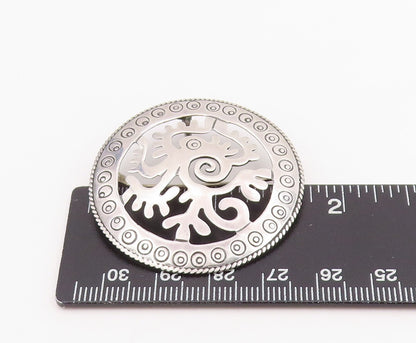 925 Sterling Silver Vintage Brooch Pin MEXICO Etched Tribal Bird Cutout  BP12291
