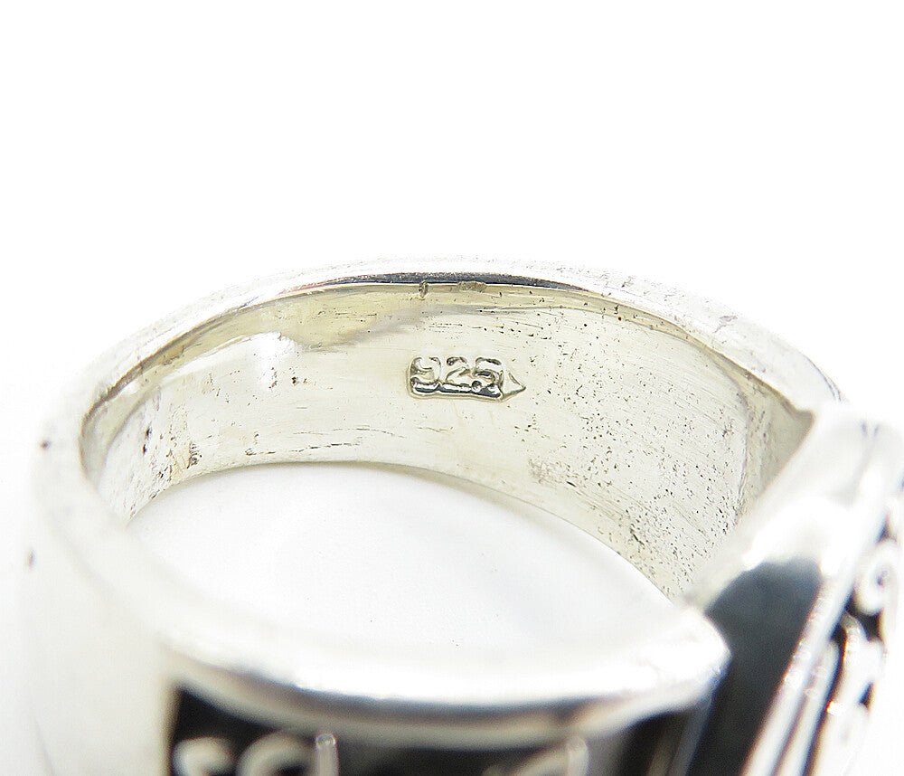 925 Sterling Silver  Vintage Shiny Celtic Knot Detail Band Ring Sz 7  RG7480