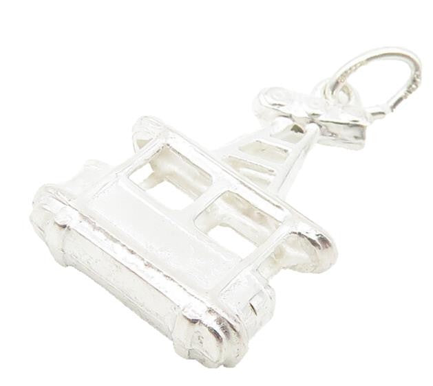 925 Sterling Silver  Vintage Shiny Sky Cable Lift Motif Petite Pendant  PT9098