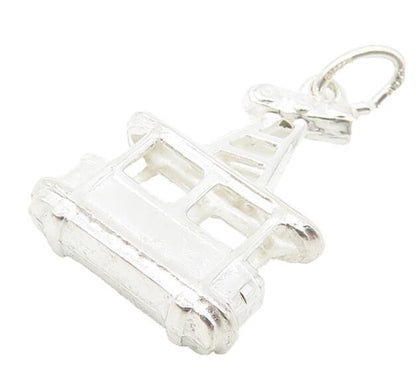925 Sterling Silver  Vintage Shiny Sky Cable Lift Motif Petite Pendant  PT9098