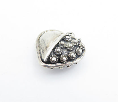 925 Sterling Silver  Vintage Floral Twist Hollow Love Heart Pendant  PT4043