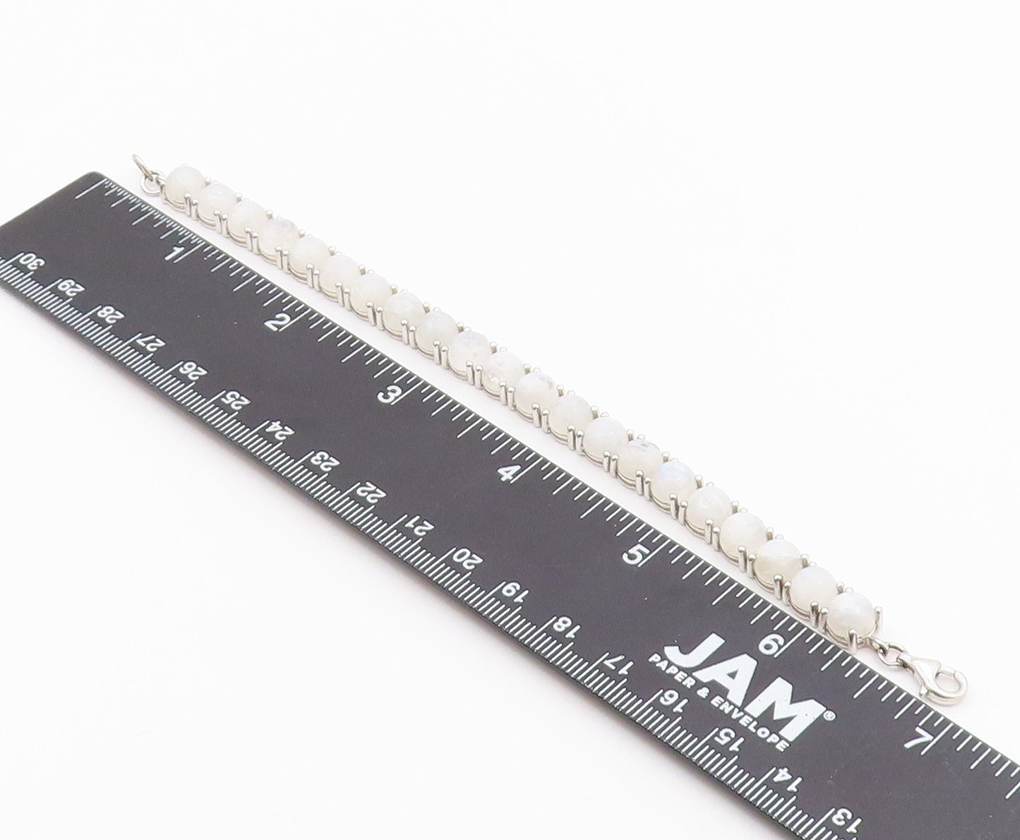925 Sterling Silver  Vintage Cabochon Cut Quartz Chain Bracelet  BT8992