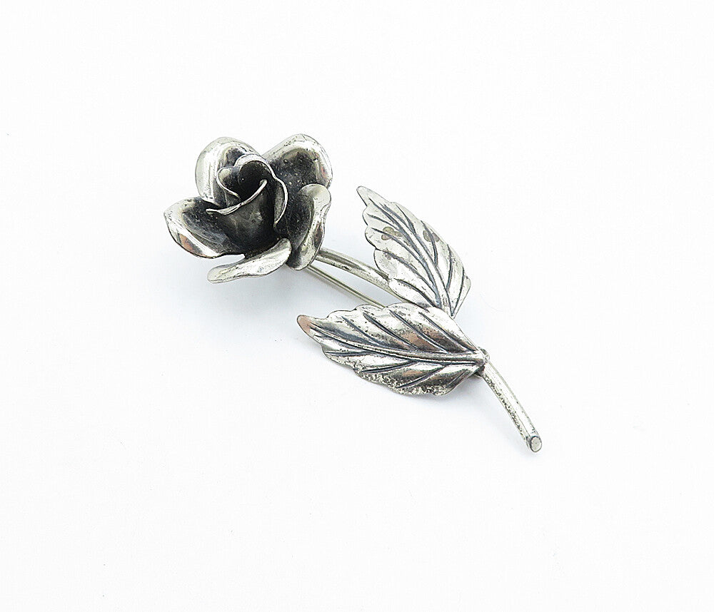 DANECRAFT 925 Sterling Silver  Vintage Sculpted Flower Brooch Pin  BP1197