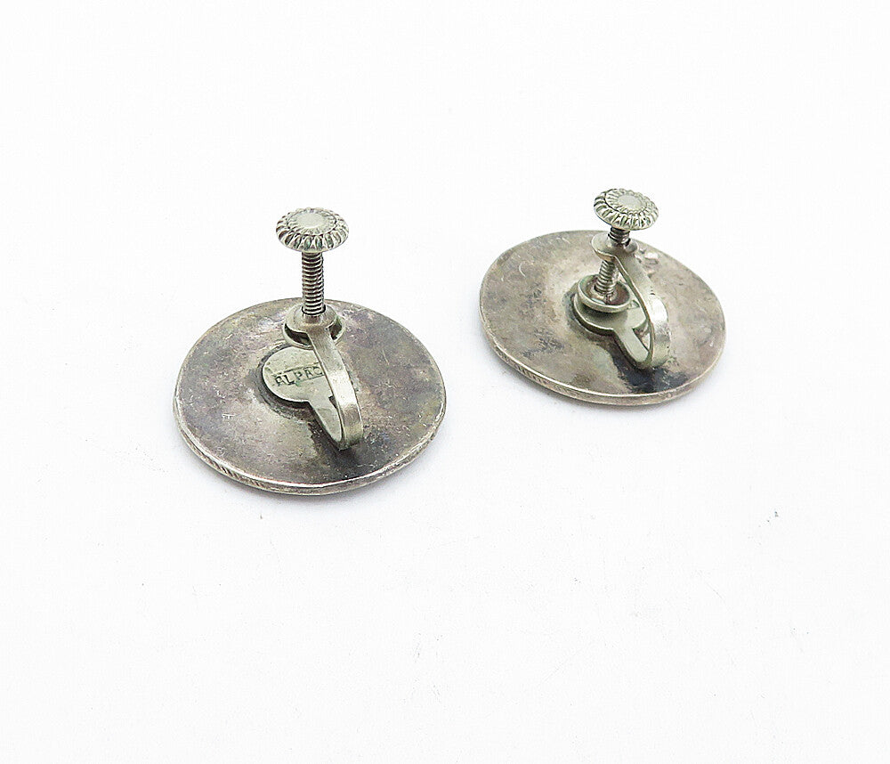 MEXICO 925 Sterling Silver  Vintage Abalone Shell Pattern Drop Earrings EG2689