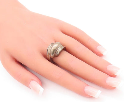 925 Sterling Silver Vintage Ring Antique Solid Domed Design Carved  Sz 7 RG28595
