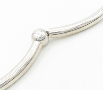 925 Sterling Silver  Vintage Shiny Modernist Sculpted Chain Necklace  NE2554