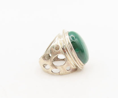 925 Sterling Silver  Vintage Brutalist Band Malachite Solid Ring Sz 6  RG27406