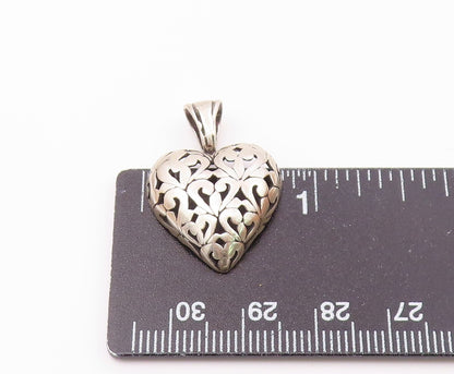 JEZLAINE 925 Sterling Silver  Vintage Swirl Love Heart Dome Pendant  PT17044