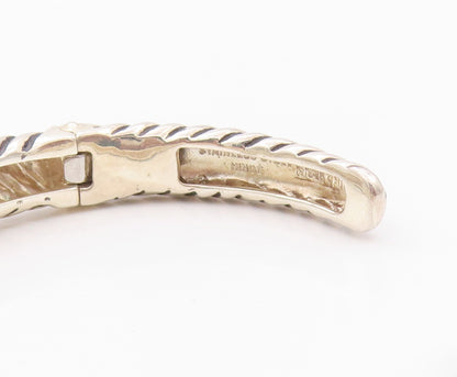 925 Sterling Silver Vintage Bracelet Twisted Rope Hinged CZ Cuff  BT11108
