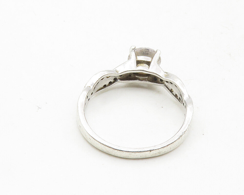 925 Sterling Silver  Cubic Zirconia Infinity Solitaire Accent Ring Sz 7 RG9973