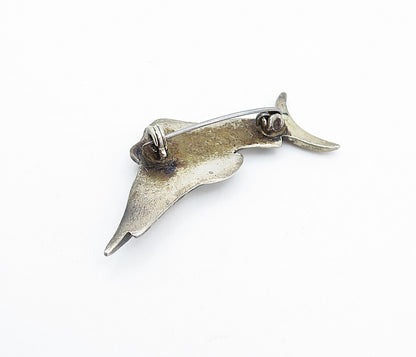 925 Sterling Silver  Vintage Dark Tone Swordfish Motif Brooch Pin  BP1274