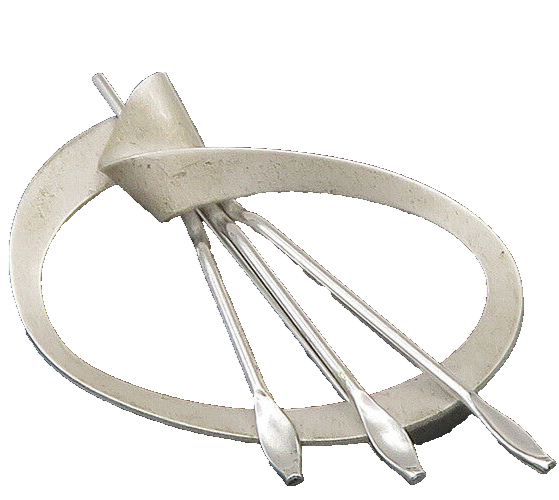 BEAU 925 Sterling Silver  Vintage Shiny Modernist Matte Brooch Pin  BP8909