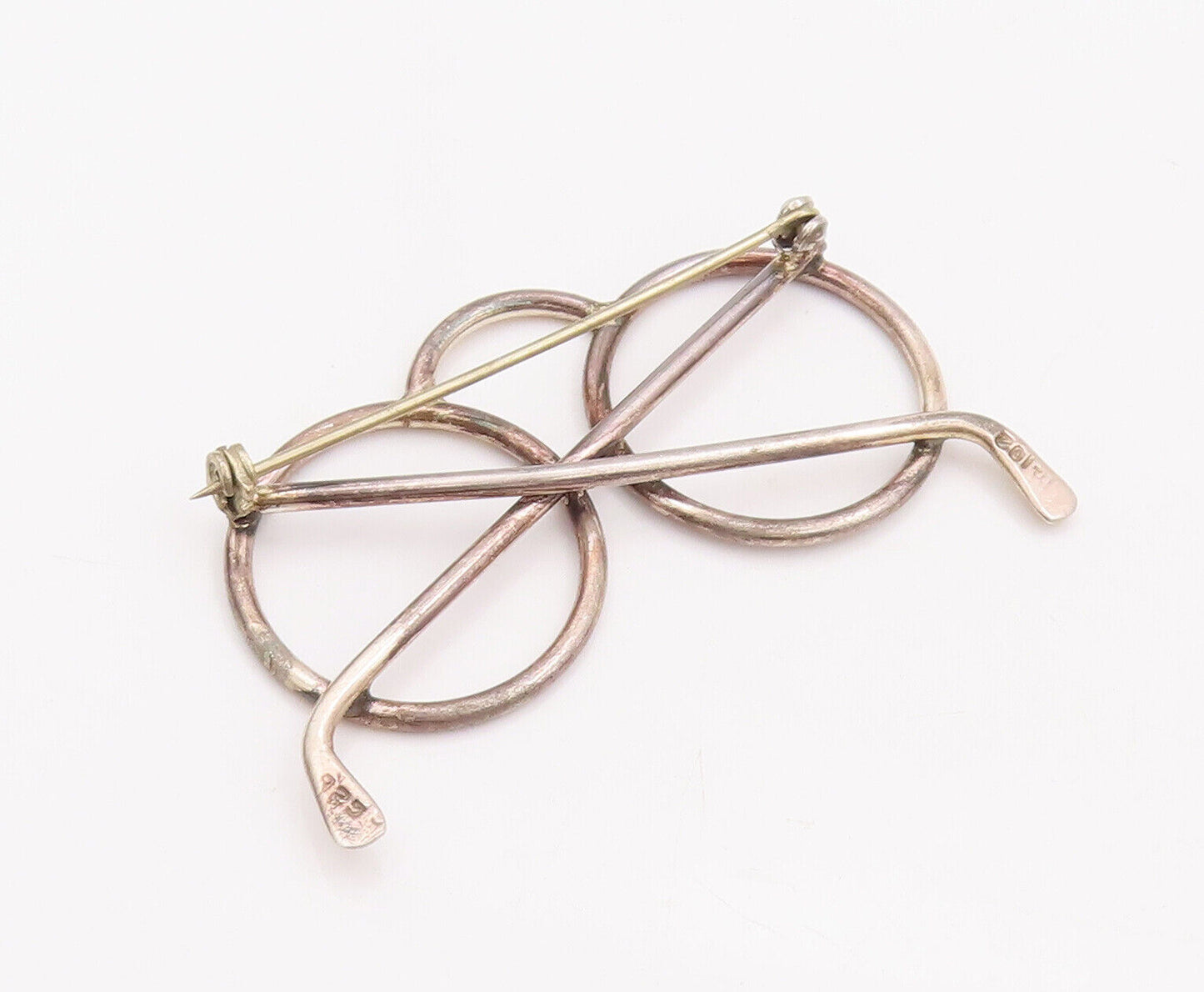 925 Sterling Silver Vintage Brooch Pin Solid Cutout Spectacles Frame  BP10944